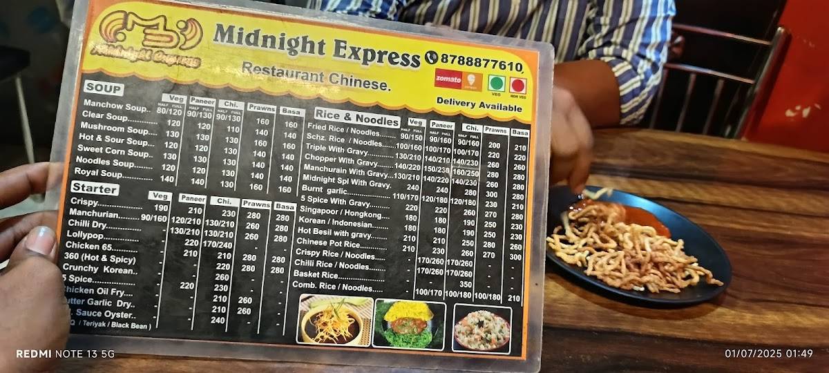 Midnight Express menu