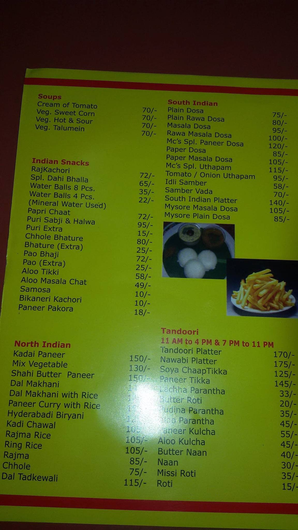 Misthaan Cafe menu