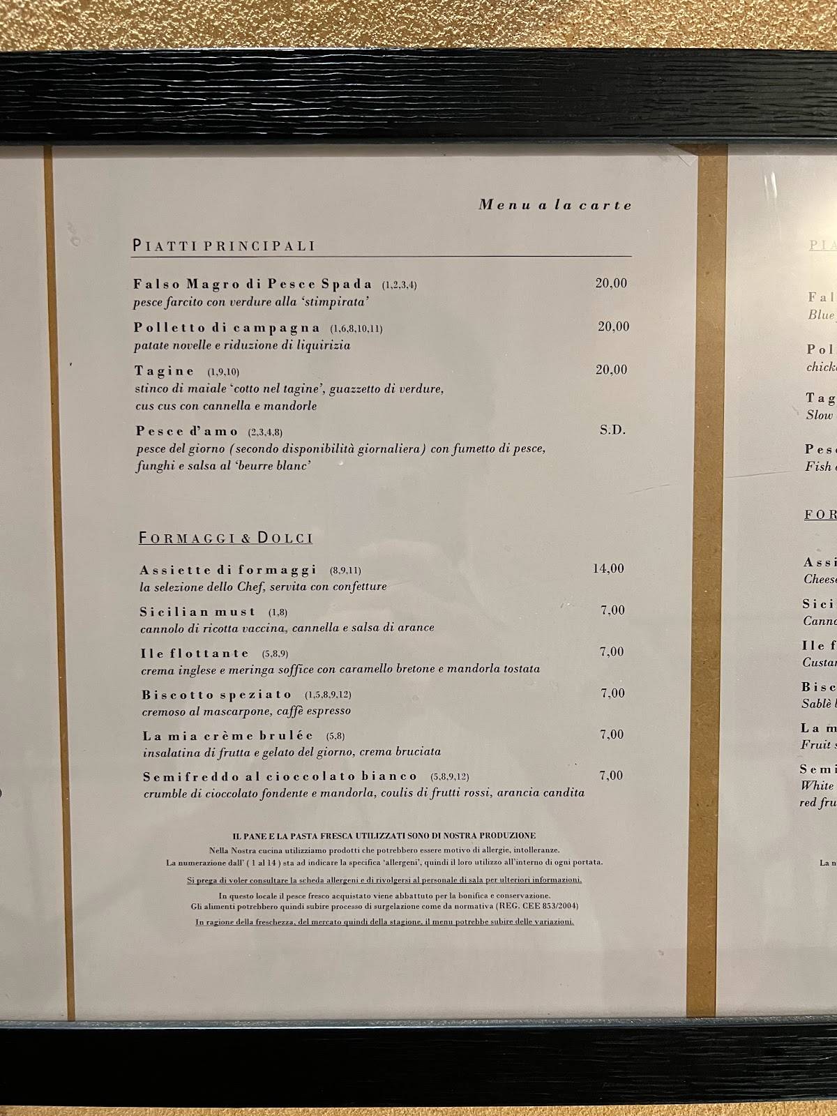 Menu di Monsù 