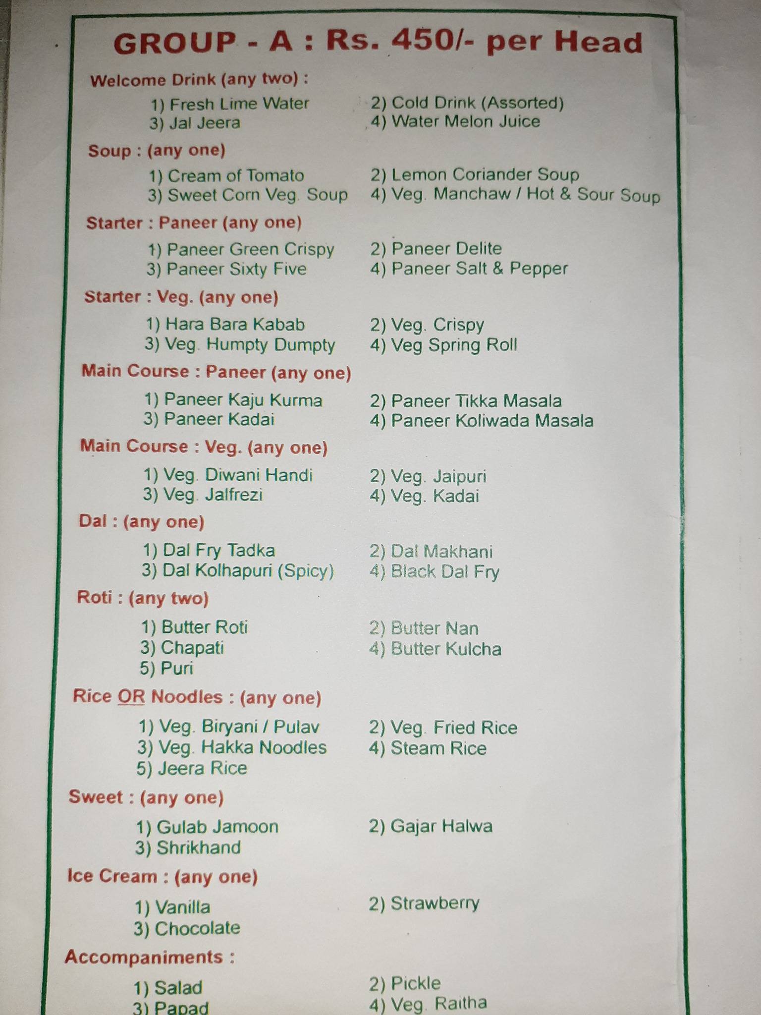 Morya Veg Kitchen menu