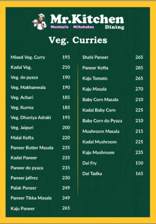 Mr.Kitchen Dining menu
