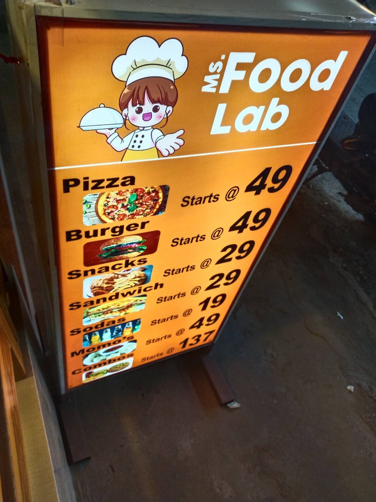 MS FOOD LAB menu