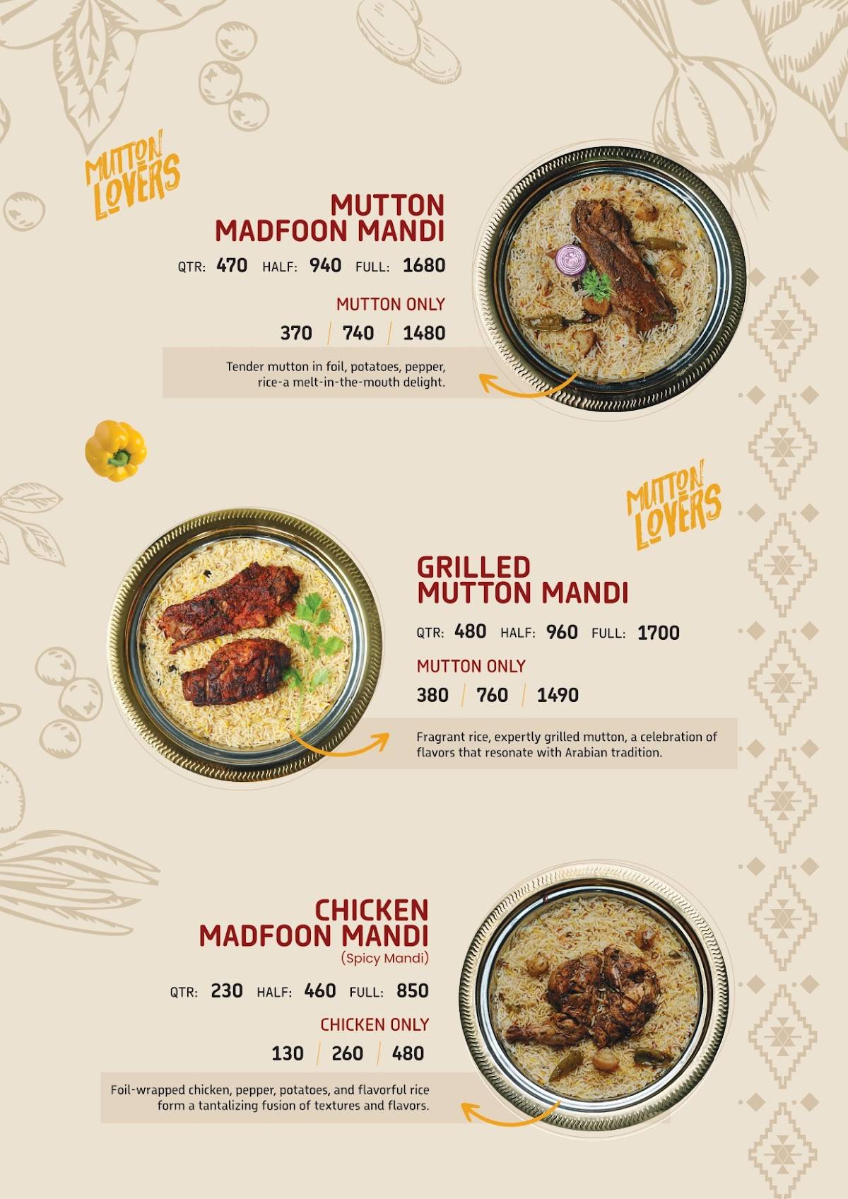 Nahdi Mandi Restaurant menu
