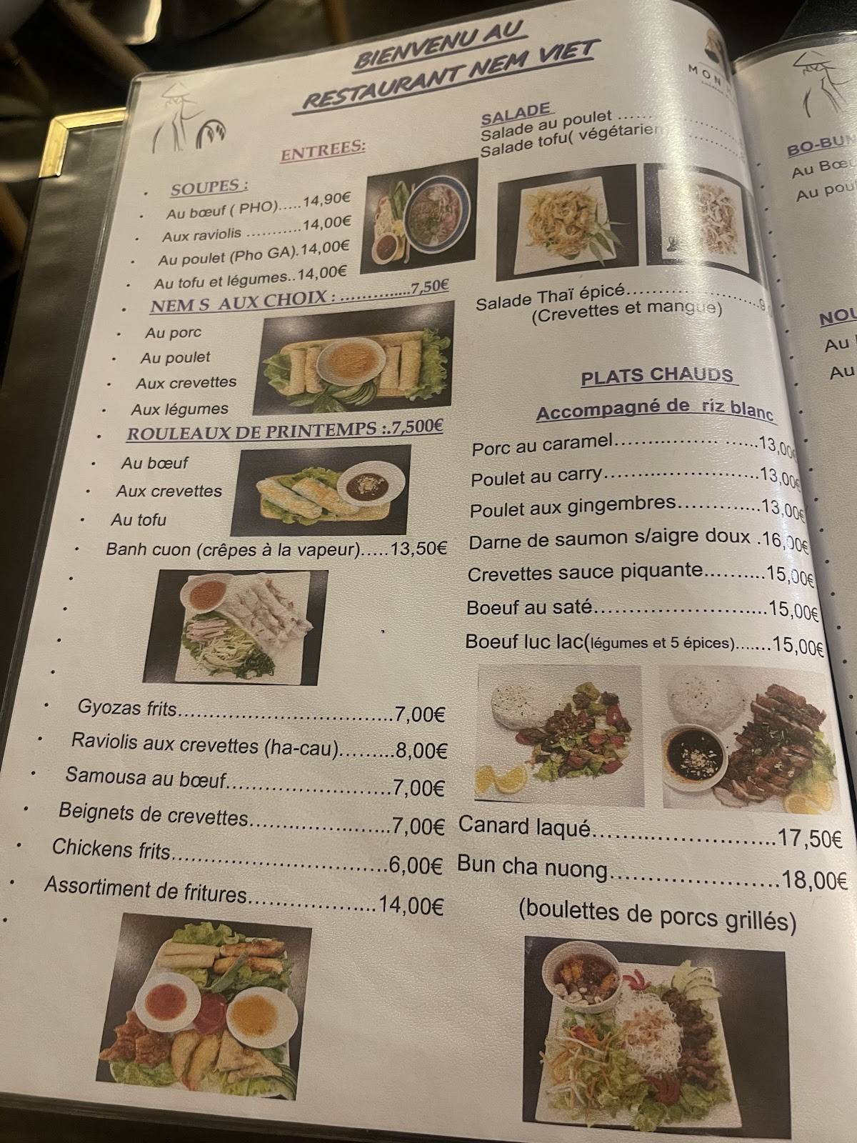 Menu de Nem Viet