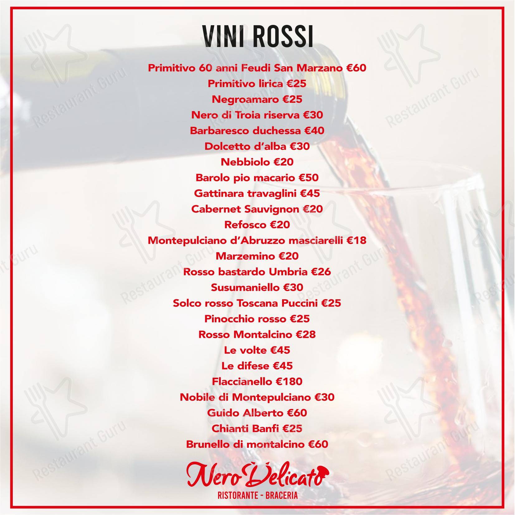 Menu di OSTERIA BRACERIA NERO DELICATO 