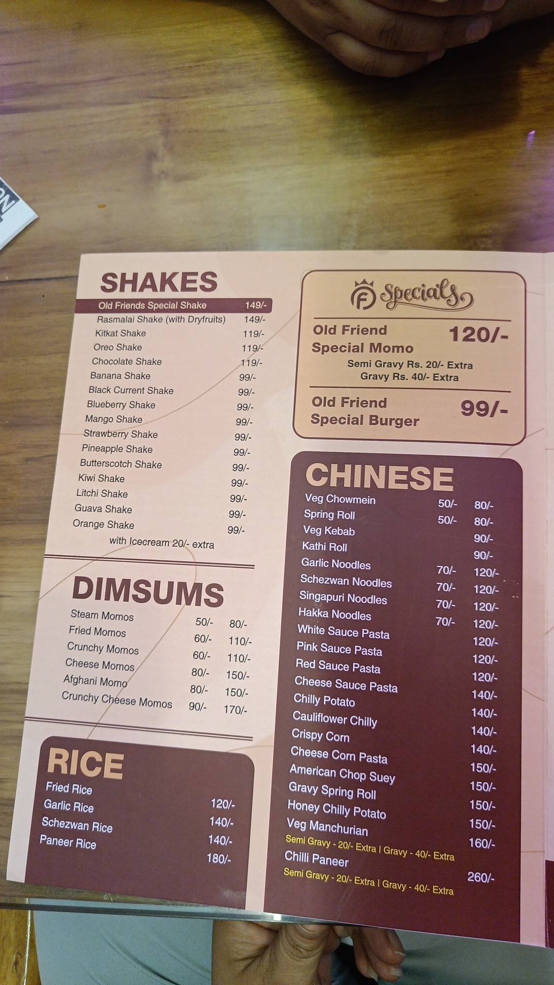 Old Friends Bakers and Cafe / 100 % Eggless / Best Bakery / Customized Cakes / Cake Shop menu