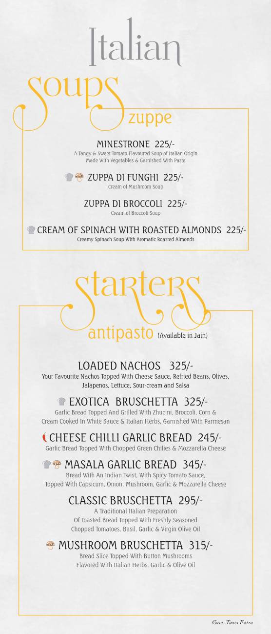 Oliva Veg Restaurant menu
