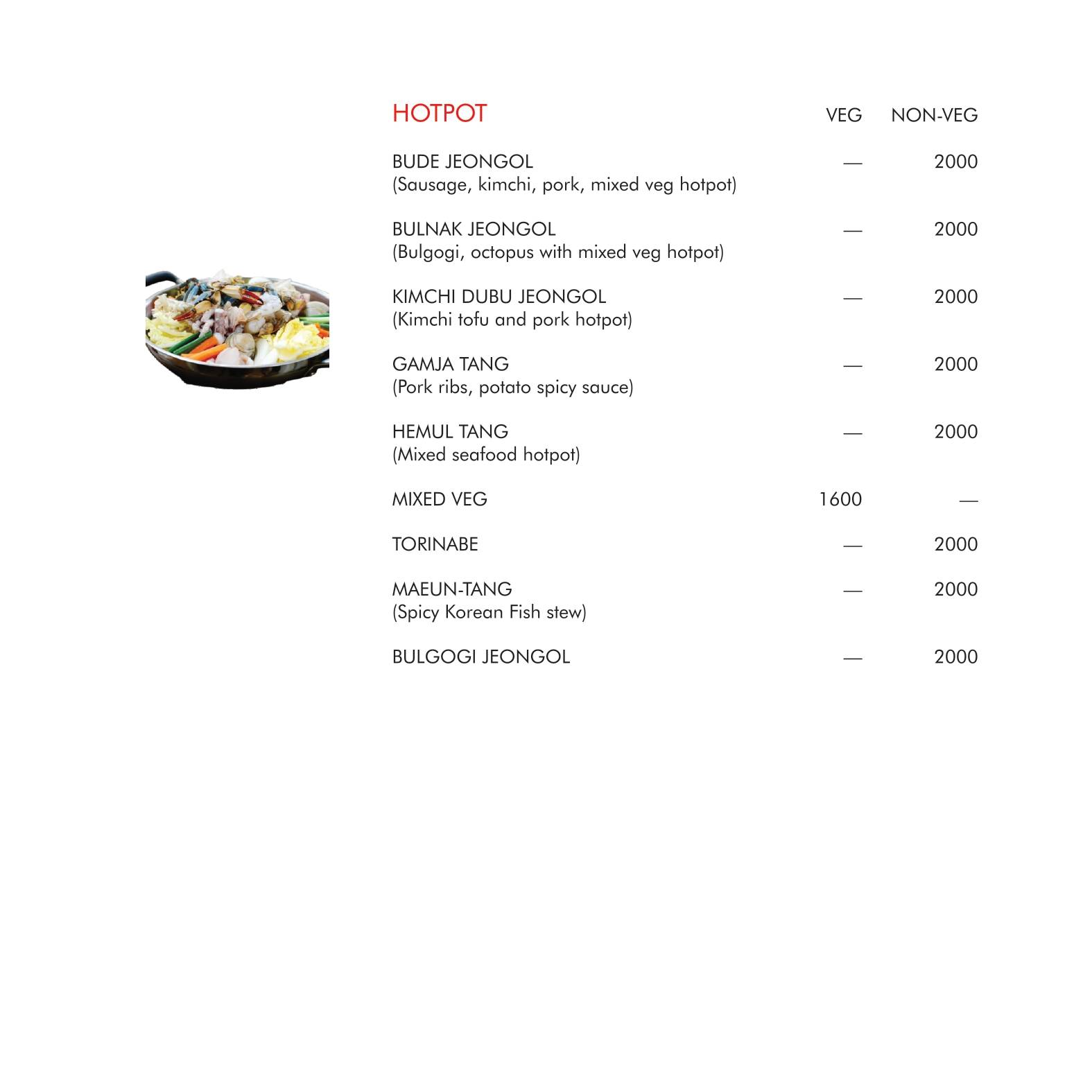 Origami Japanese & Korean Restaurant menu