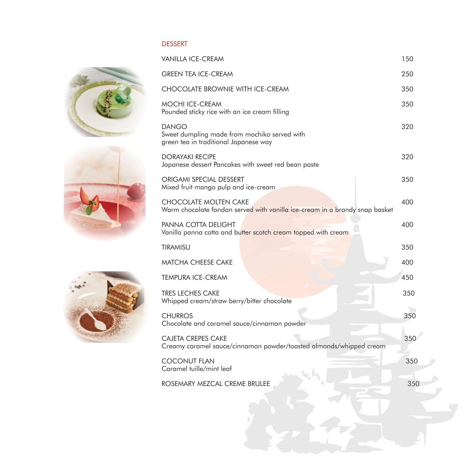 Origami Japanese & Korean Restaurant menu
