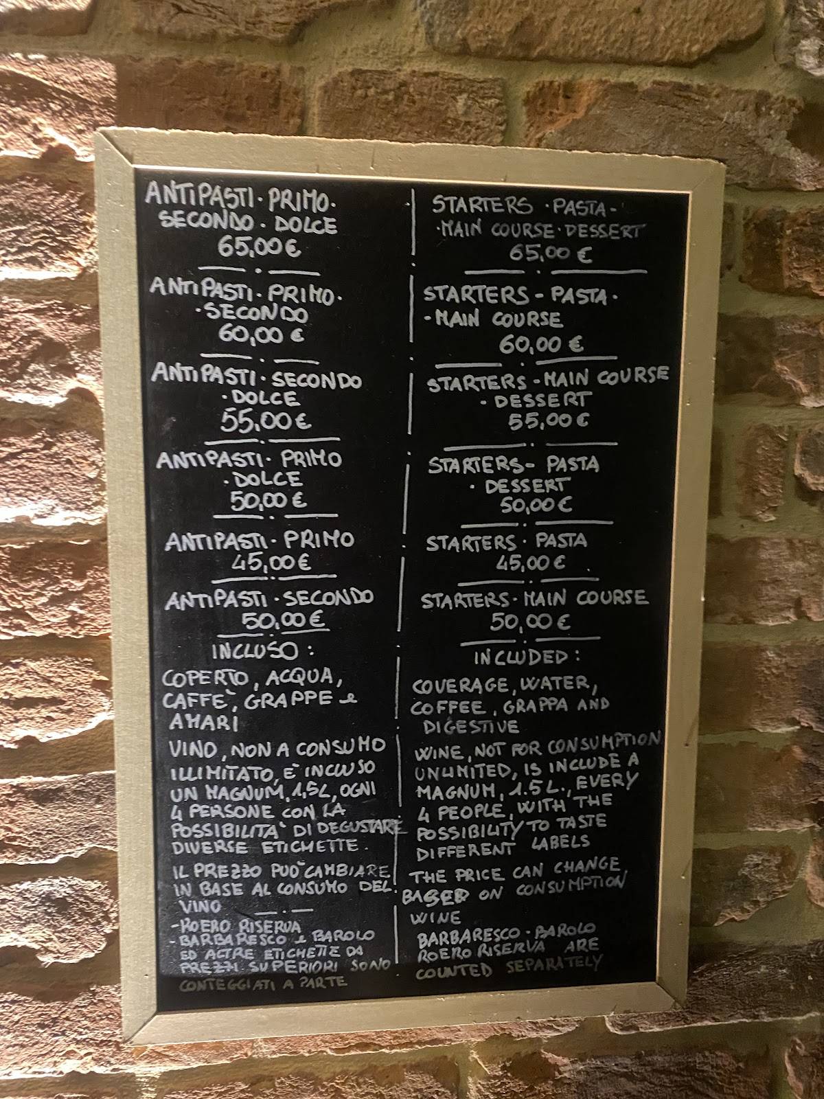 Menu di Osteria Delle Aie 