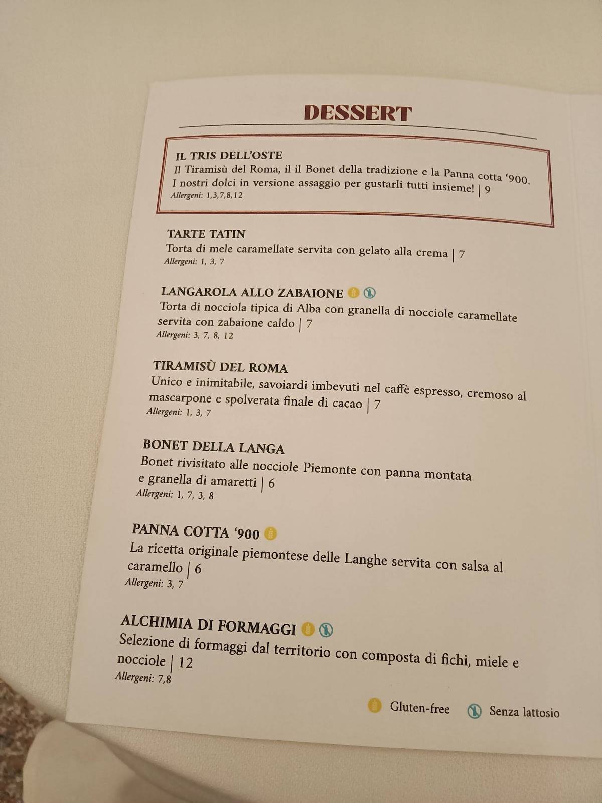 Menu di Osteria Roma 