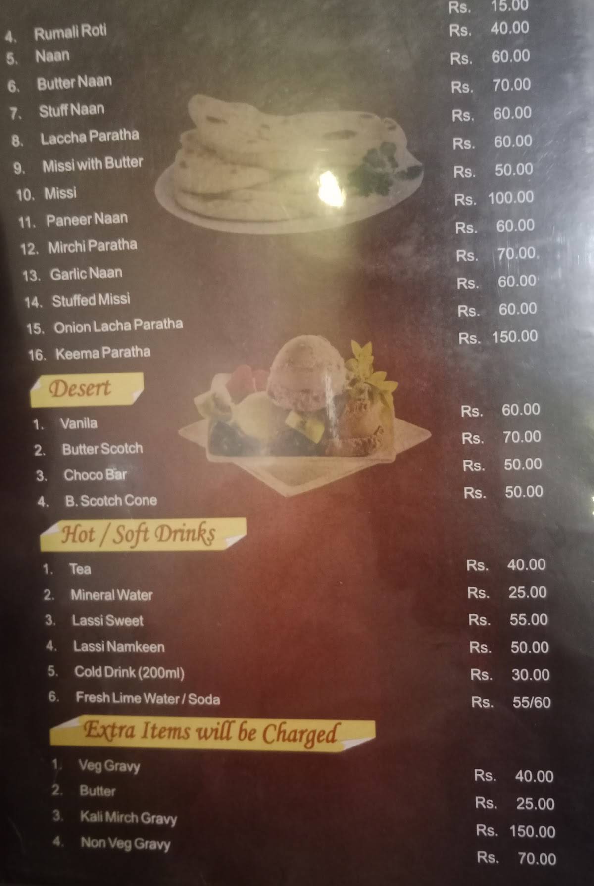 PINDI RESTAURANT menu