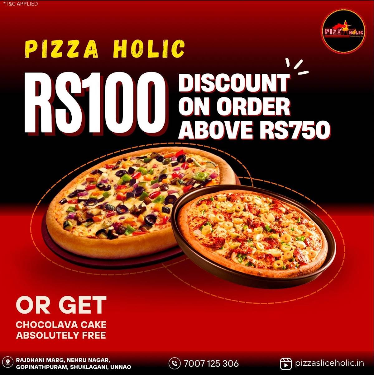 PIZZAHOLIC menu
