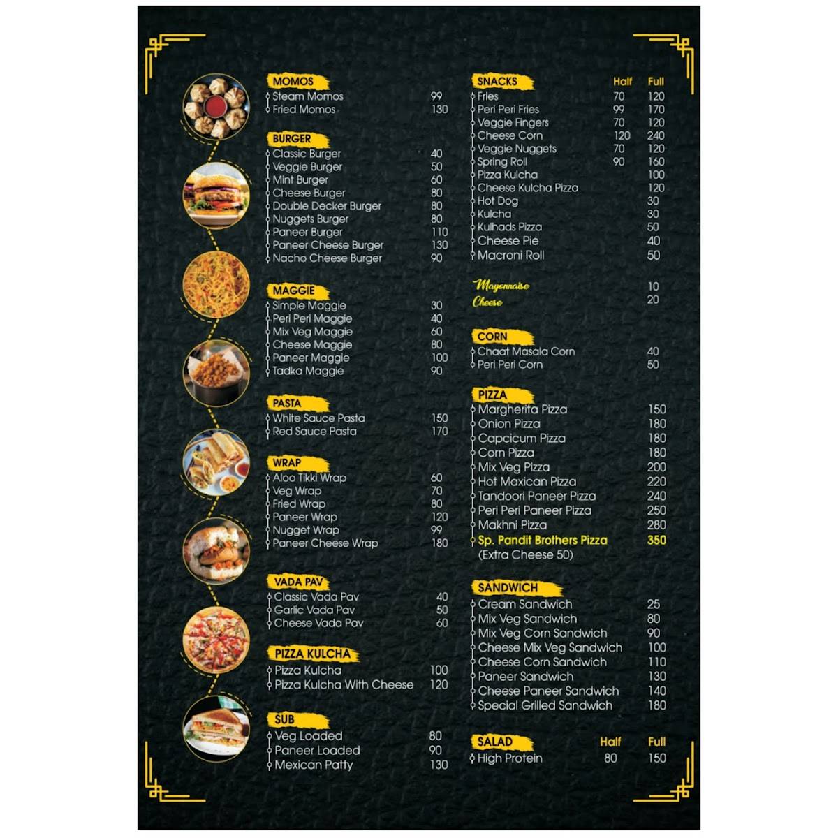 Pandit Brothers menu