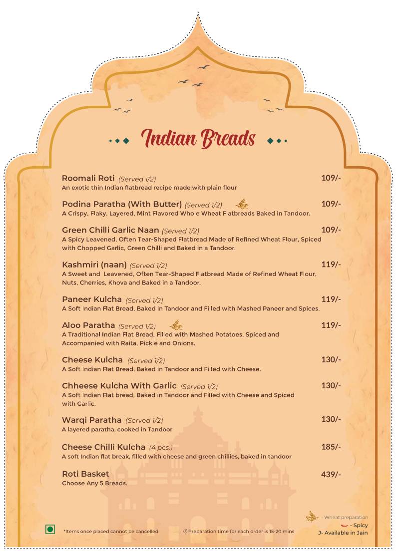 Parampara - Flavours Of India menu