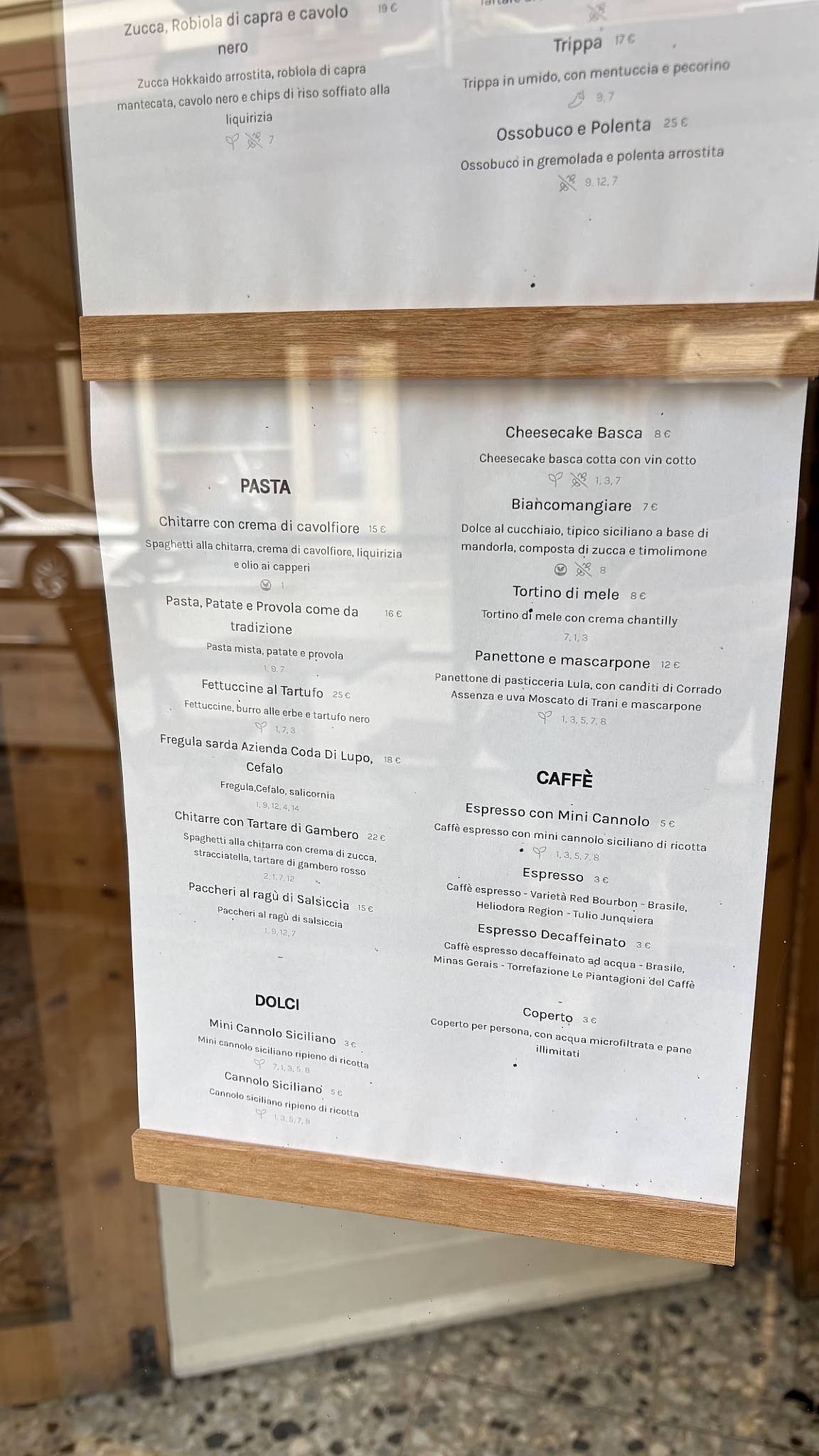 Menu di Pastamadre 