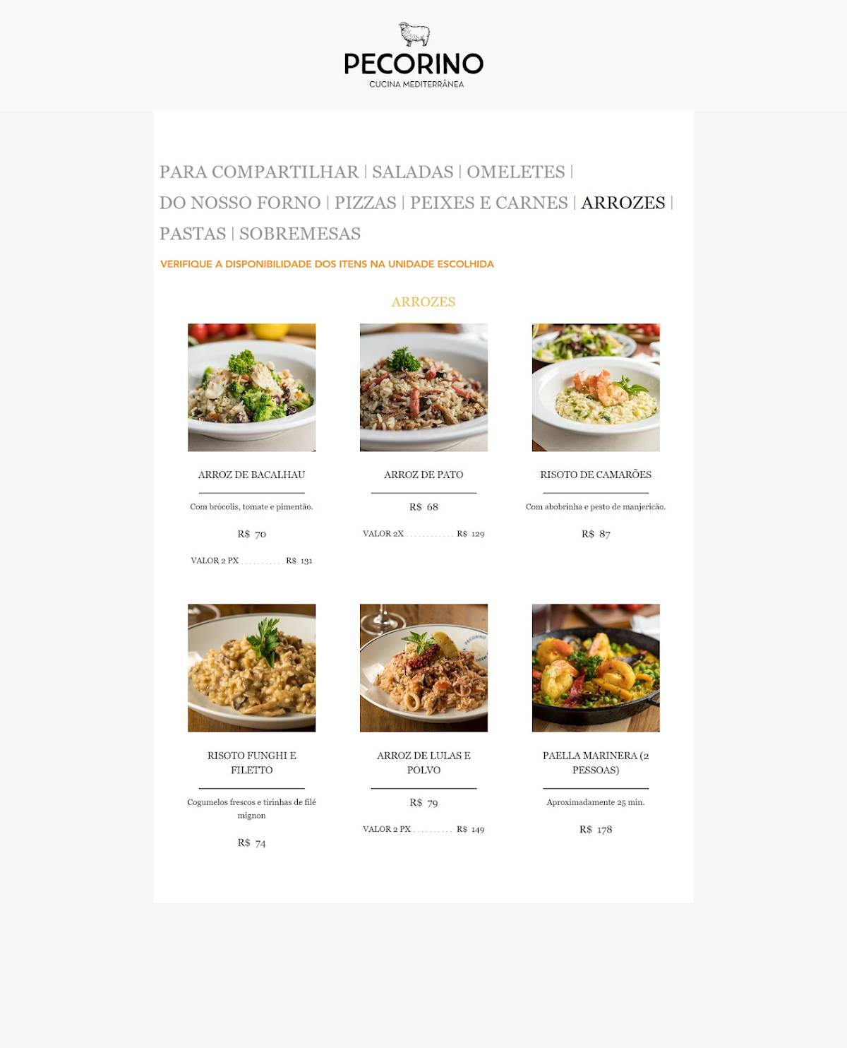 Pecorino Cucina Mediterranea Pinheiros: Massas, Risoto, Pizza, Vinhos SP cardápio