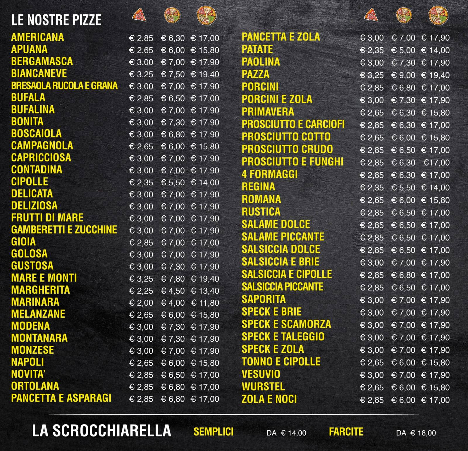 Menu di Pizza Pazza 