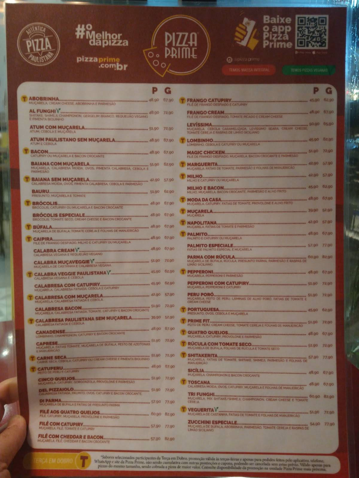 Pizza Prime Pizzaria em Bauru cardápio