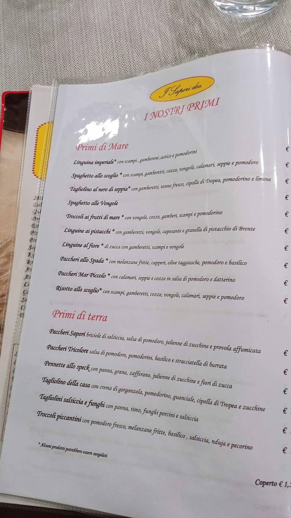 Menu di Ristorante Pizzeria I Sapori DOC 