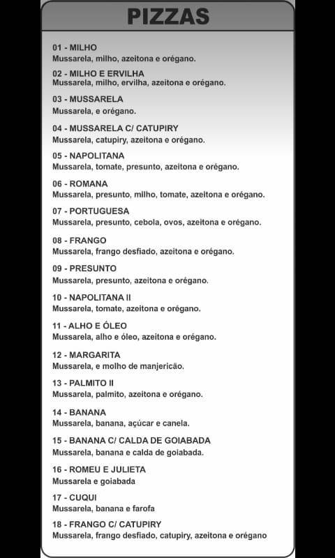 Pizzaria Crocolanche cardápio