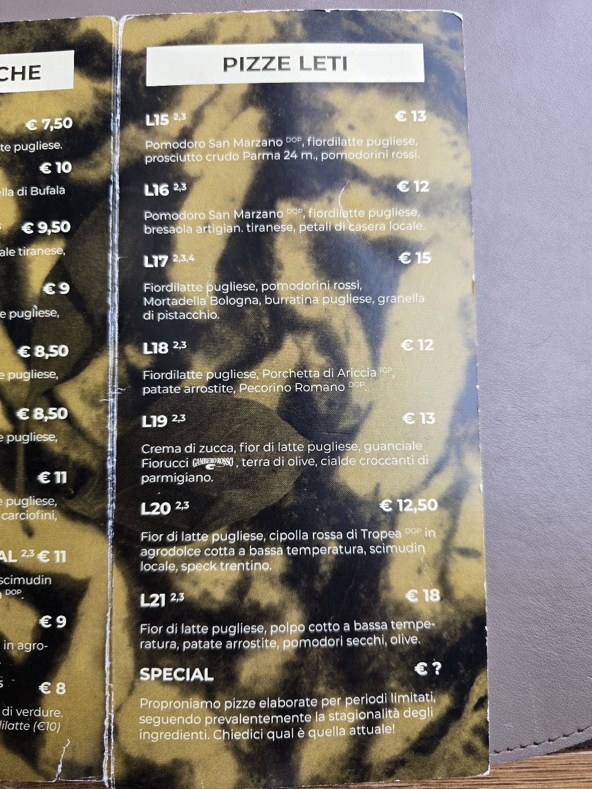 Menu di Pizzeria Leti 
