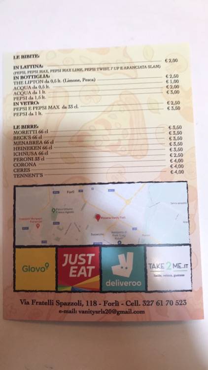 Menu di Pizzeria Vanity Forli 