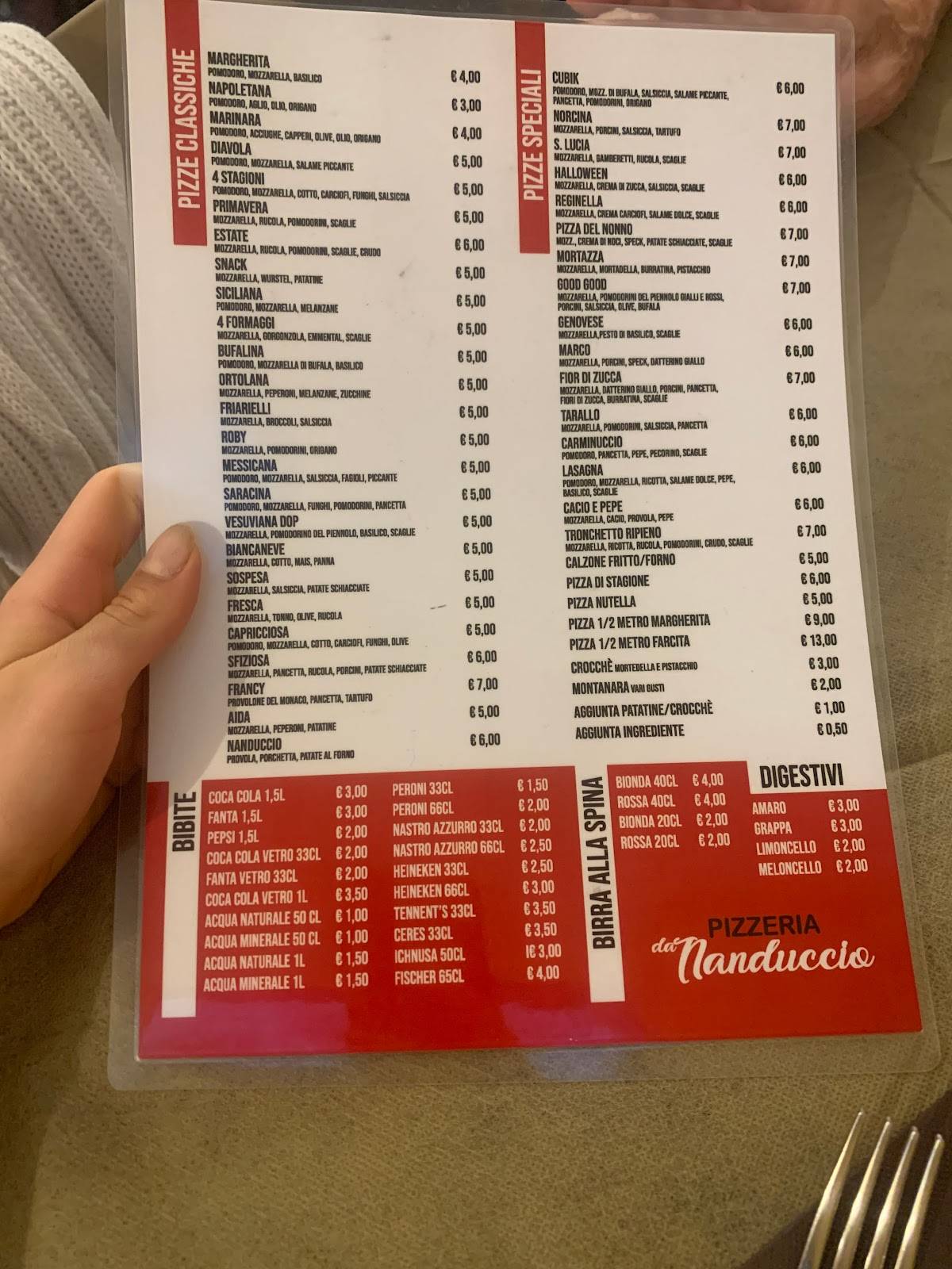 Menu di Pizzeria da Nanduccio 