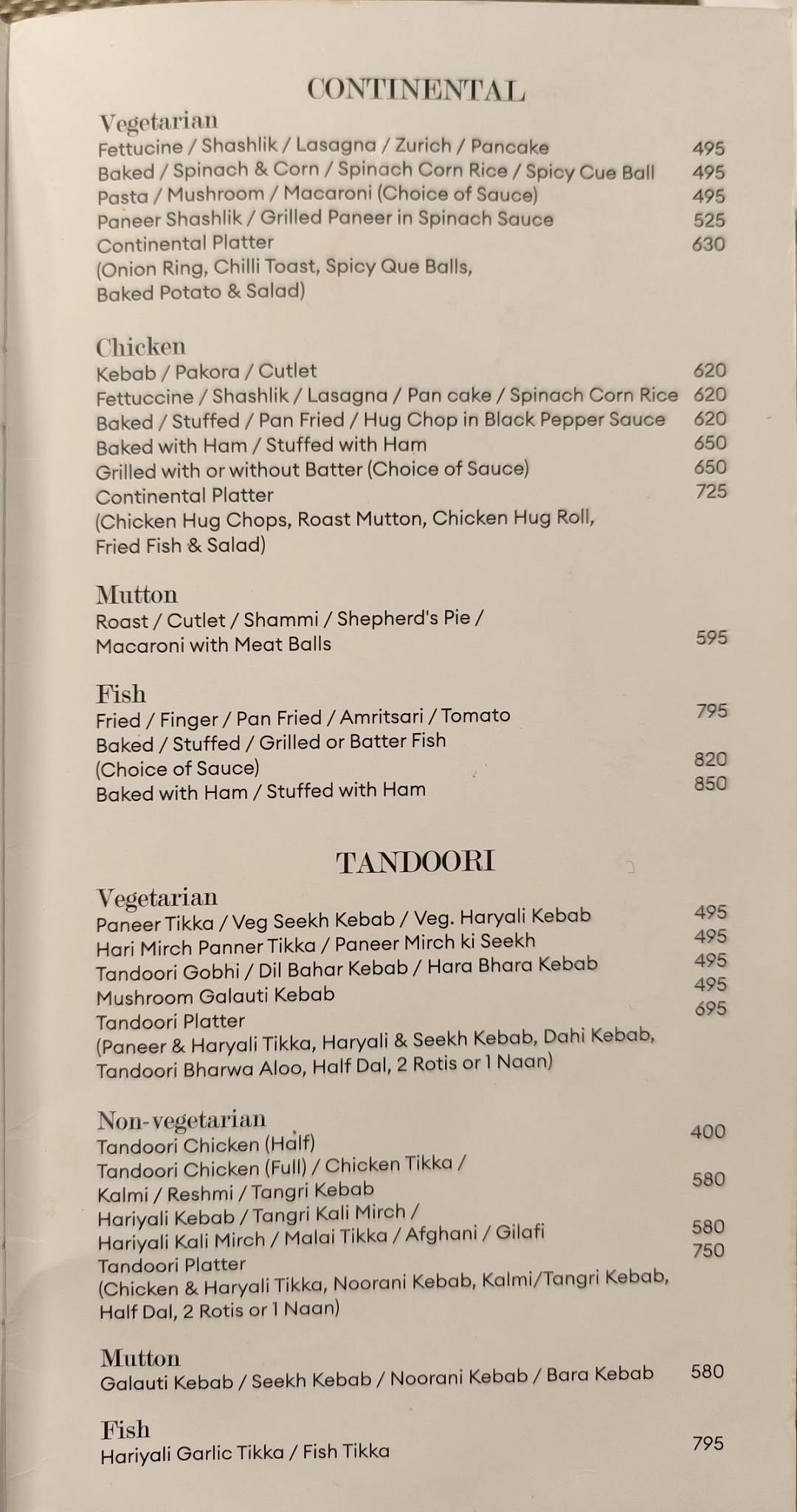 Prez Restaurant menu
