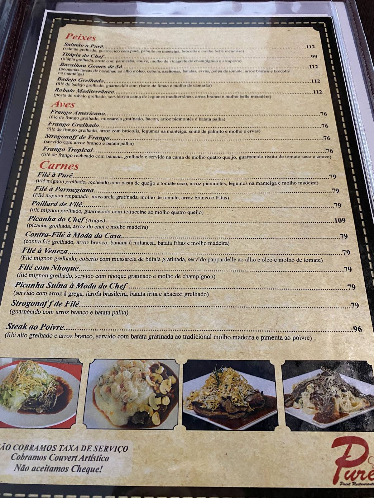 Purê Point Restaurante cardápio