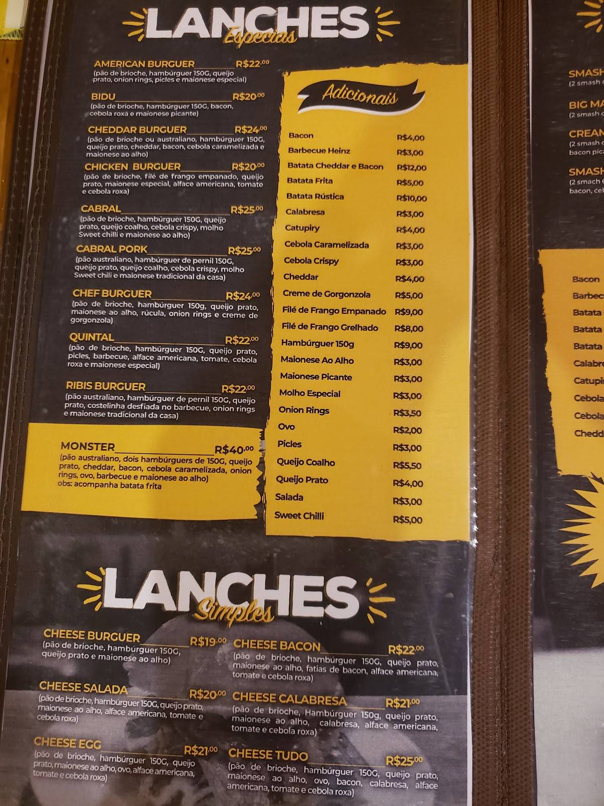 Quintal burger cardápio