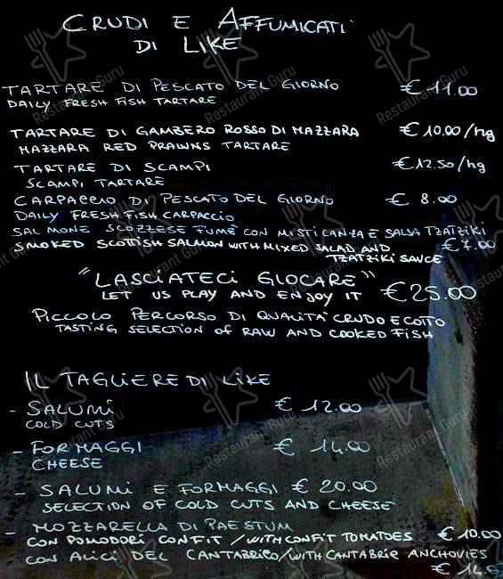 Menu di Quinzi e Gabrieli 