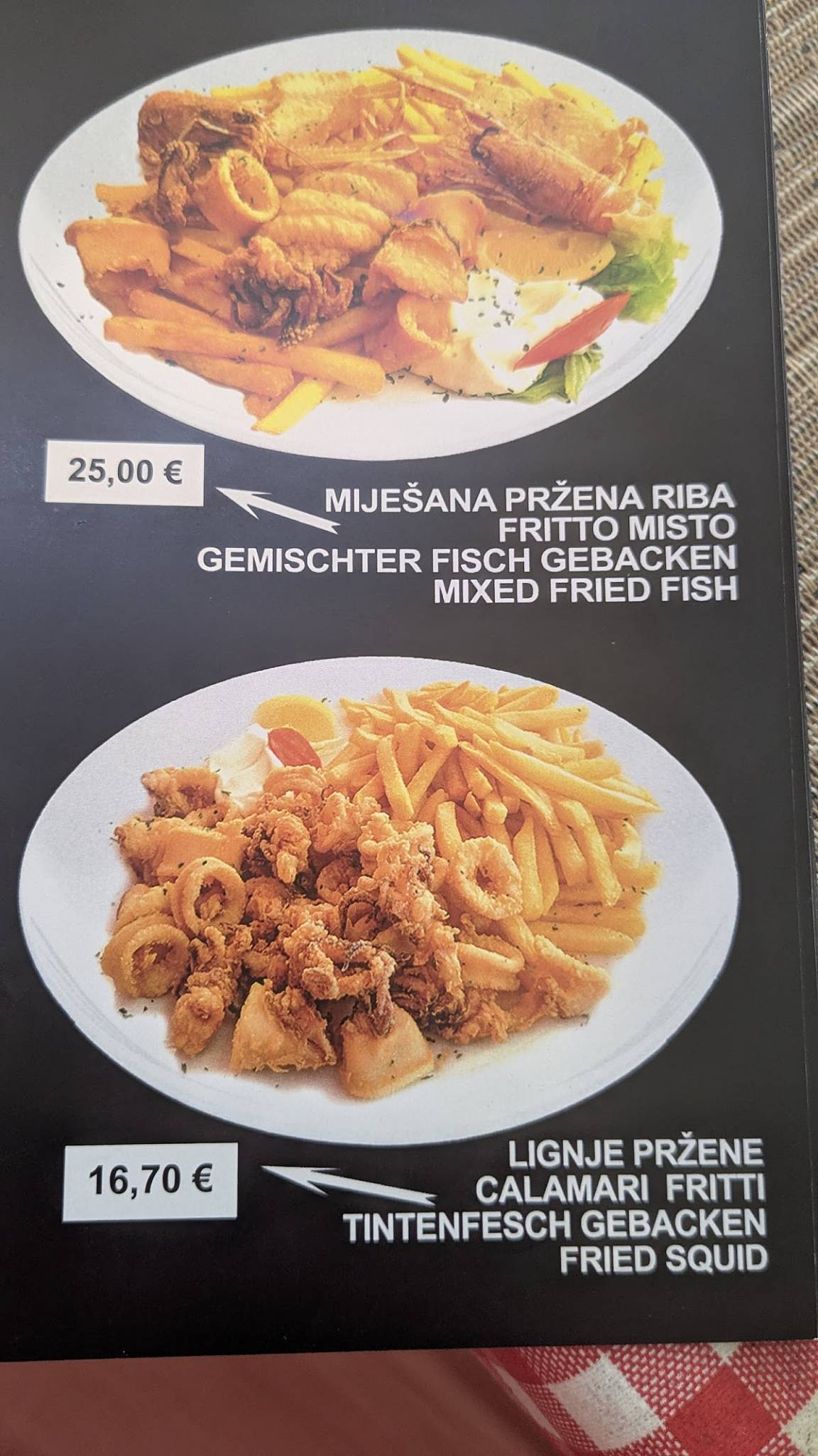 Menu di RESTAURANT AL MARE NOVIGRAD 