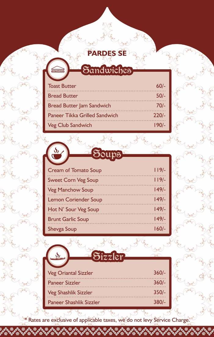 Rajput Restaurant menu