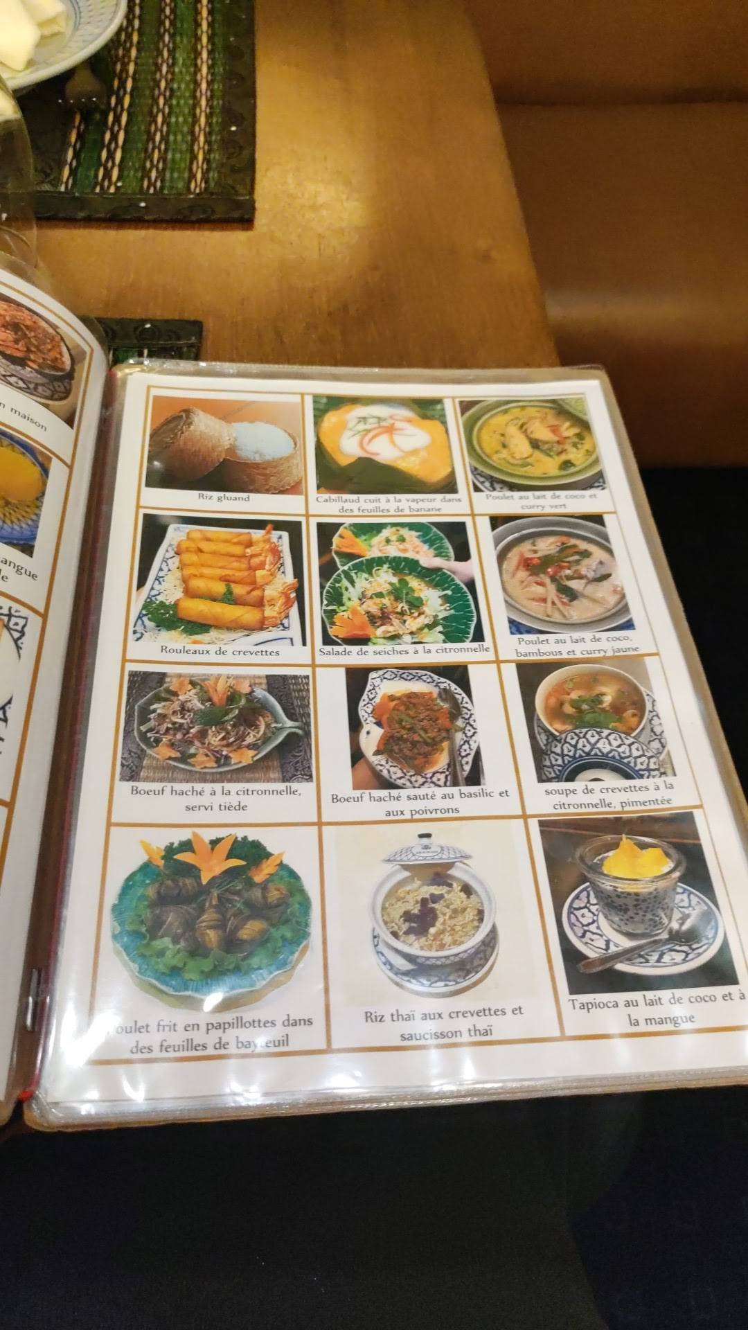 Menu de Restaurant Erawan depuis 1980