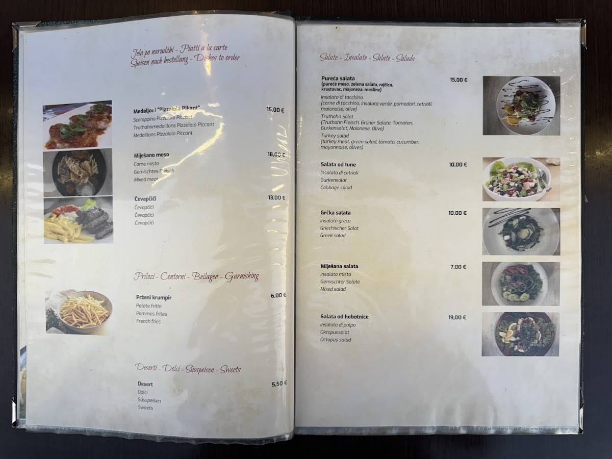 Menu di Restaurant "Mamma Mia" Porec 