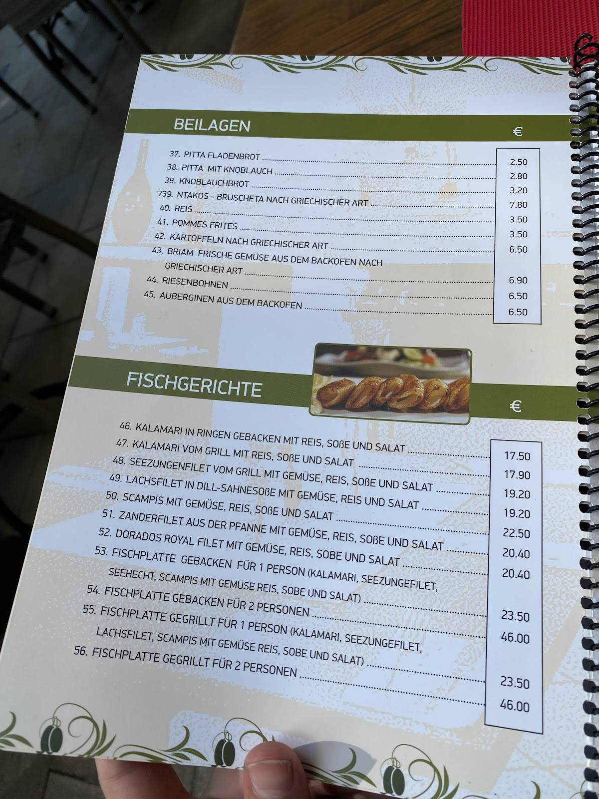 Menu de Restaurant Mythos