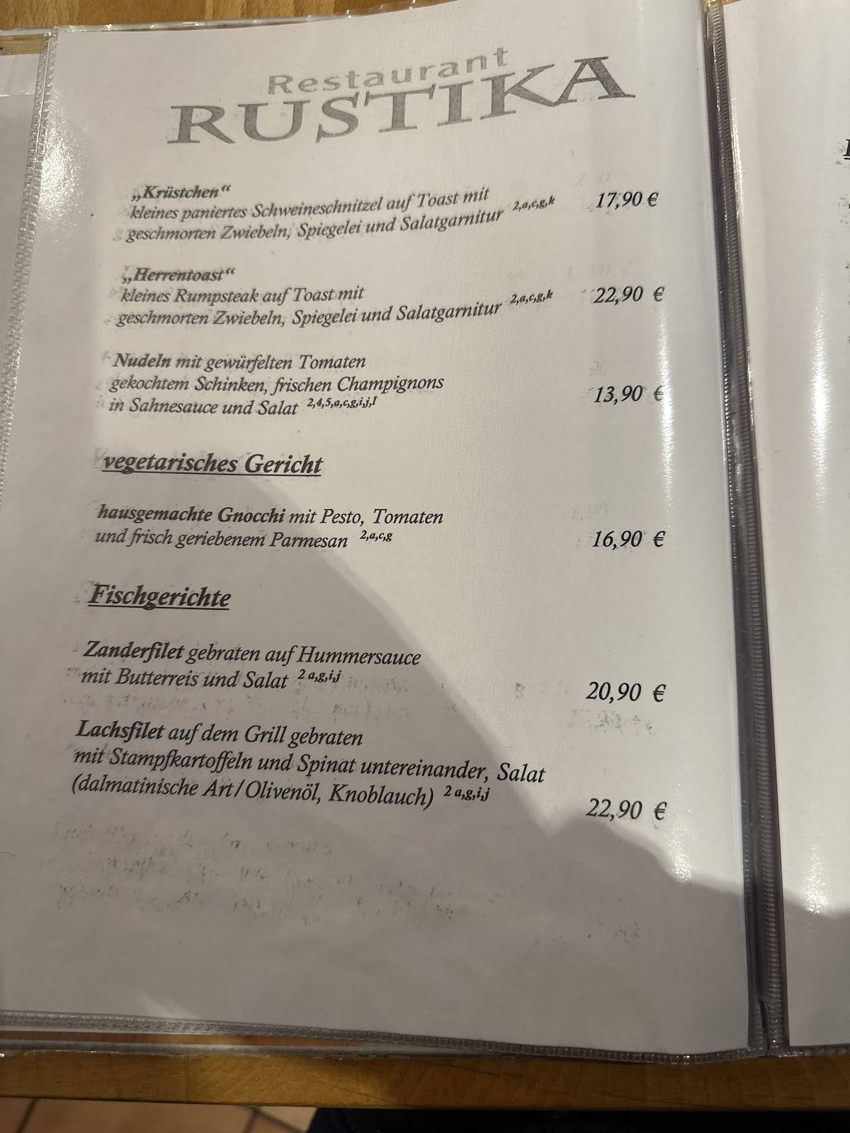 Menu de Restaurant Rustika - Leverkusen