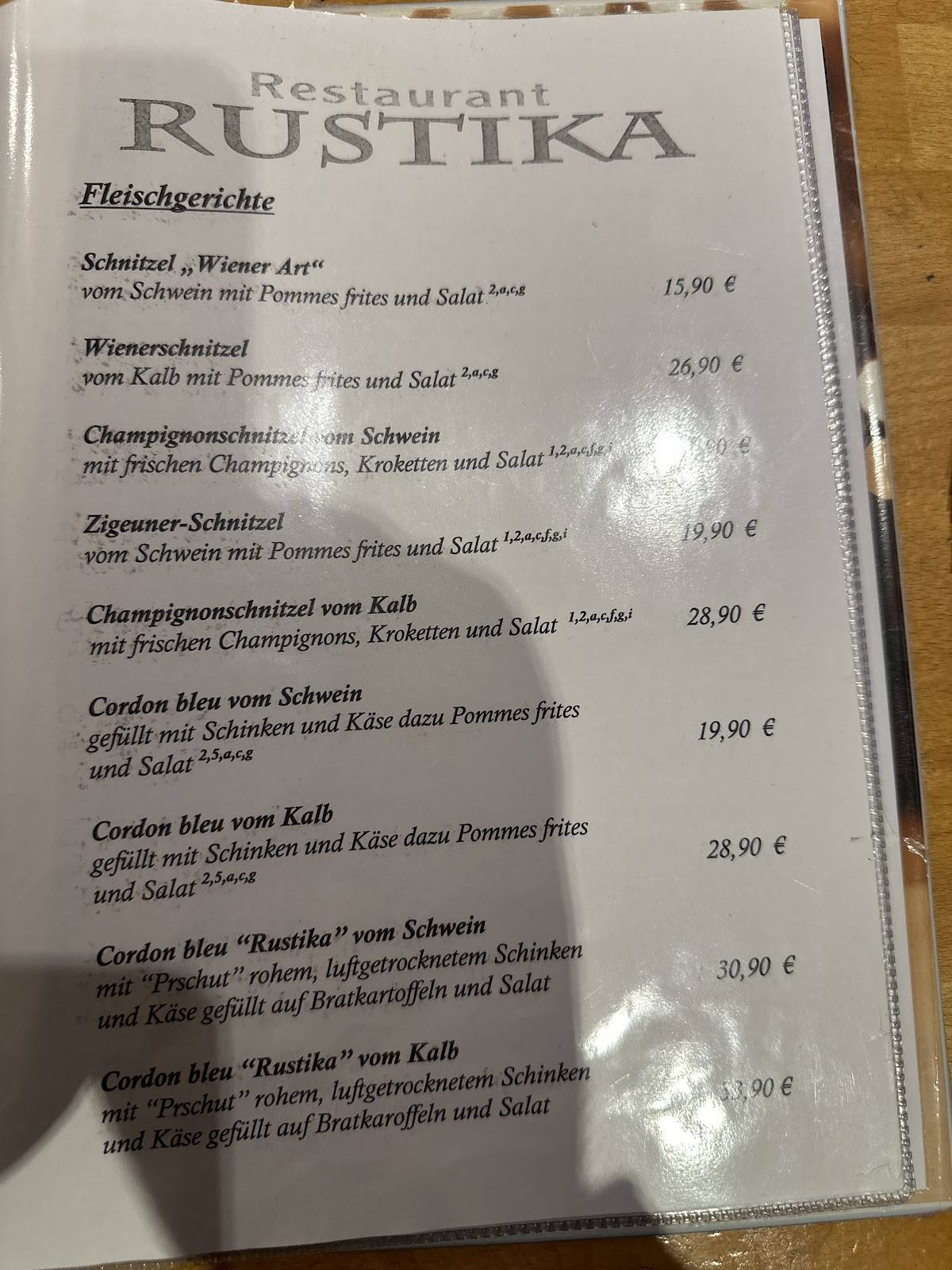 Menu de Restaurant Rustika - Leverkusen
