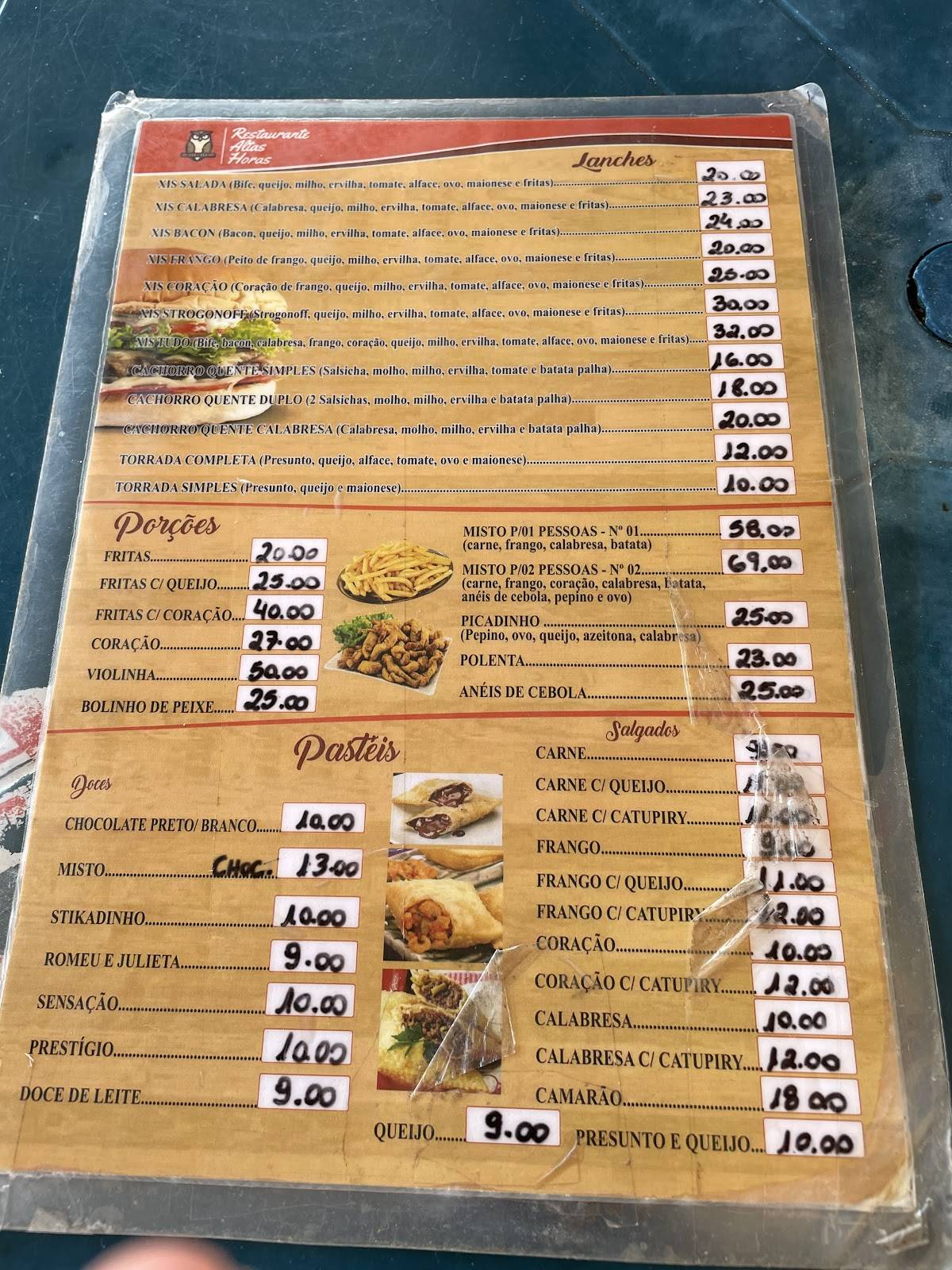 Restaurante Altas Horas cardápio