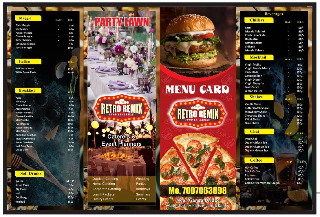 Retro Remix Caterers & Event Planners menu
