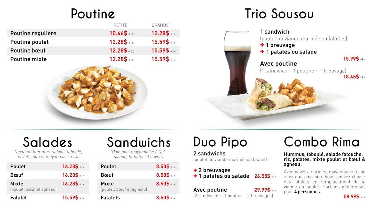 Menu de Restaurant Rima