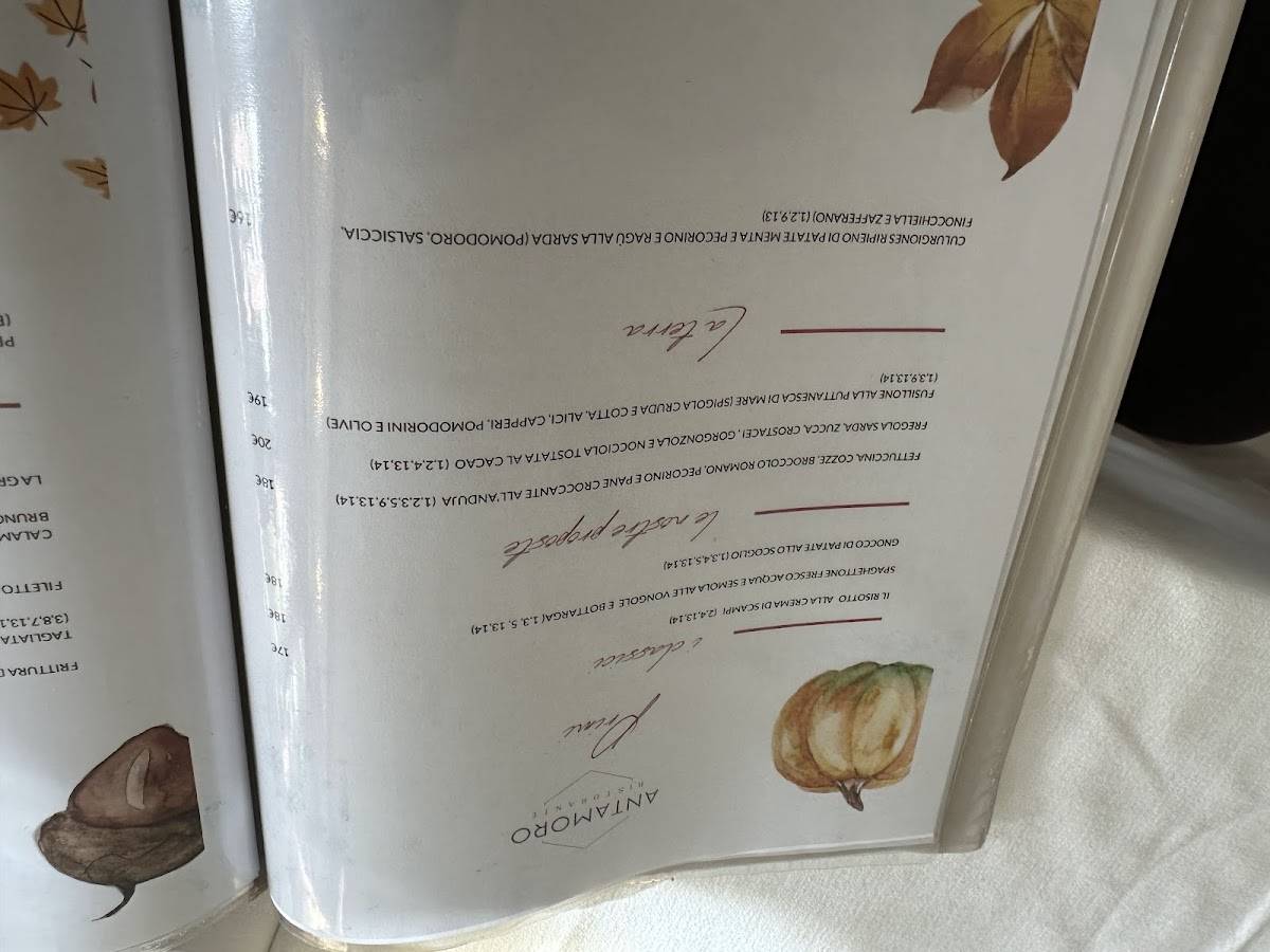 Menu di Ristorante Antamoro 