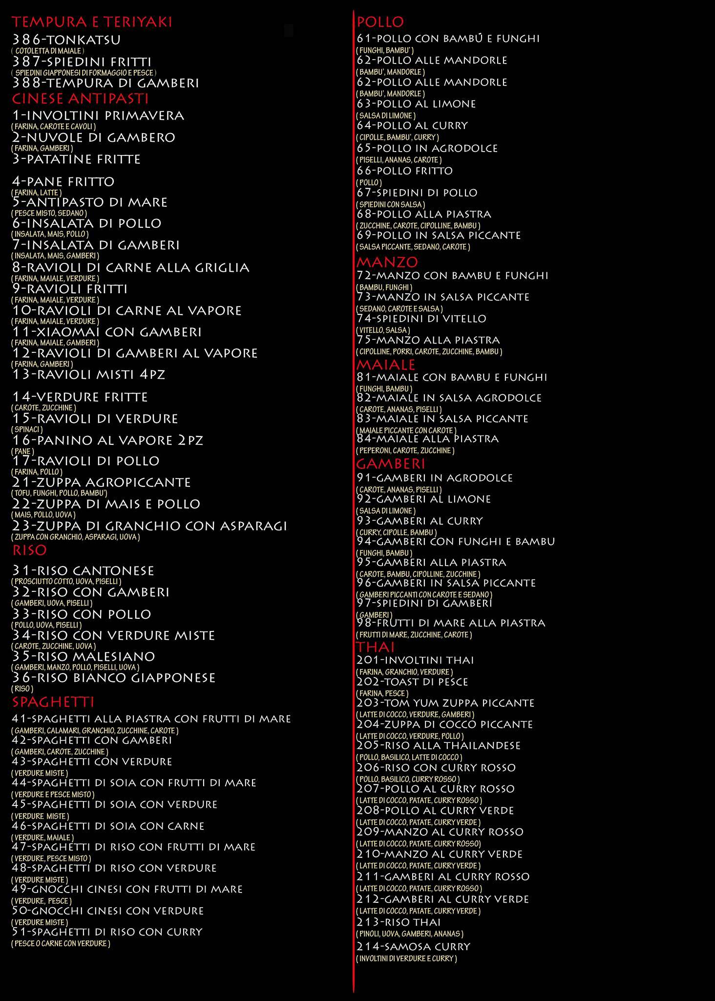 Menu di Ristorante Giapponese Sakura 