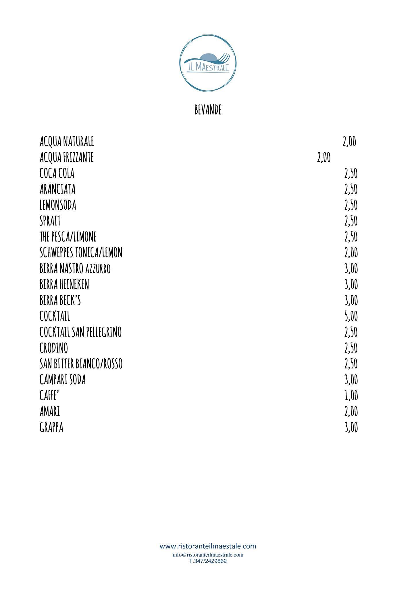 Menu di Ristorante Il Maestrale 