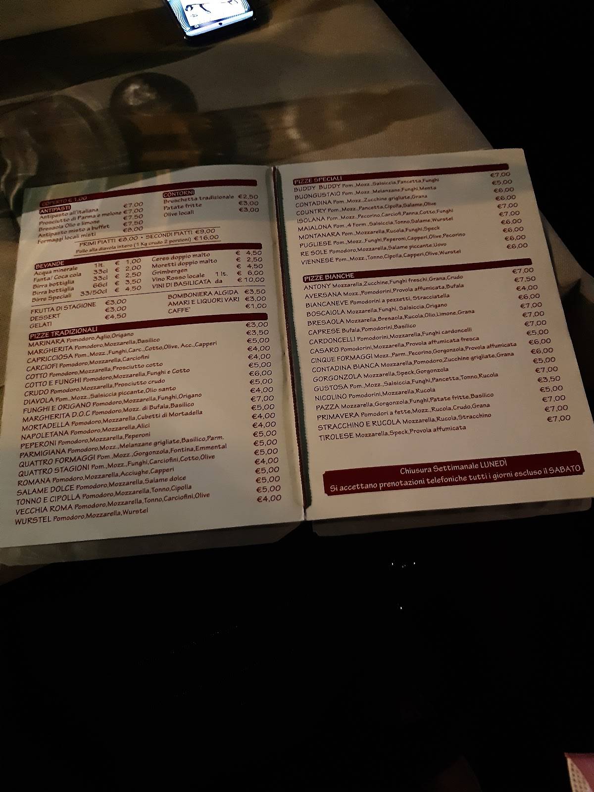 Menu di Ristorante Moro 