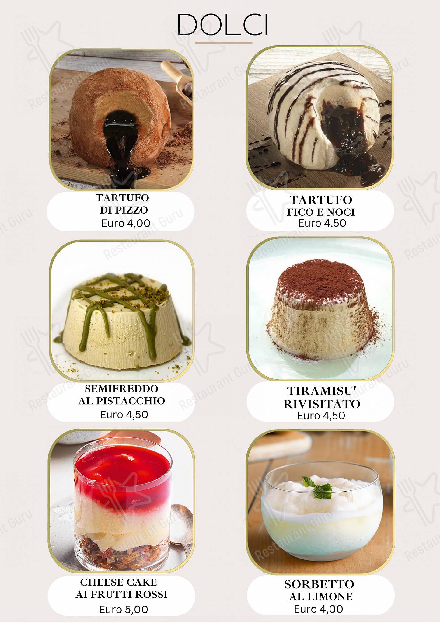 Menu di Ristorante Pizzeria Bella Rogliano 