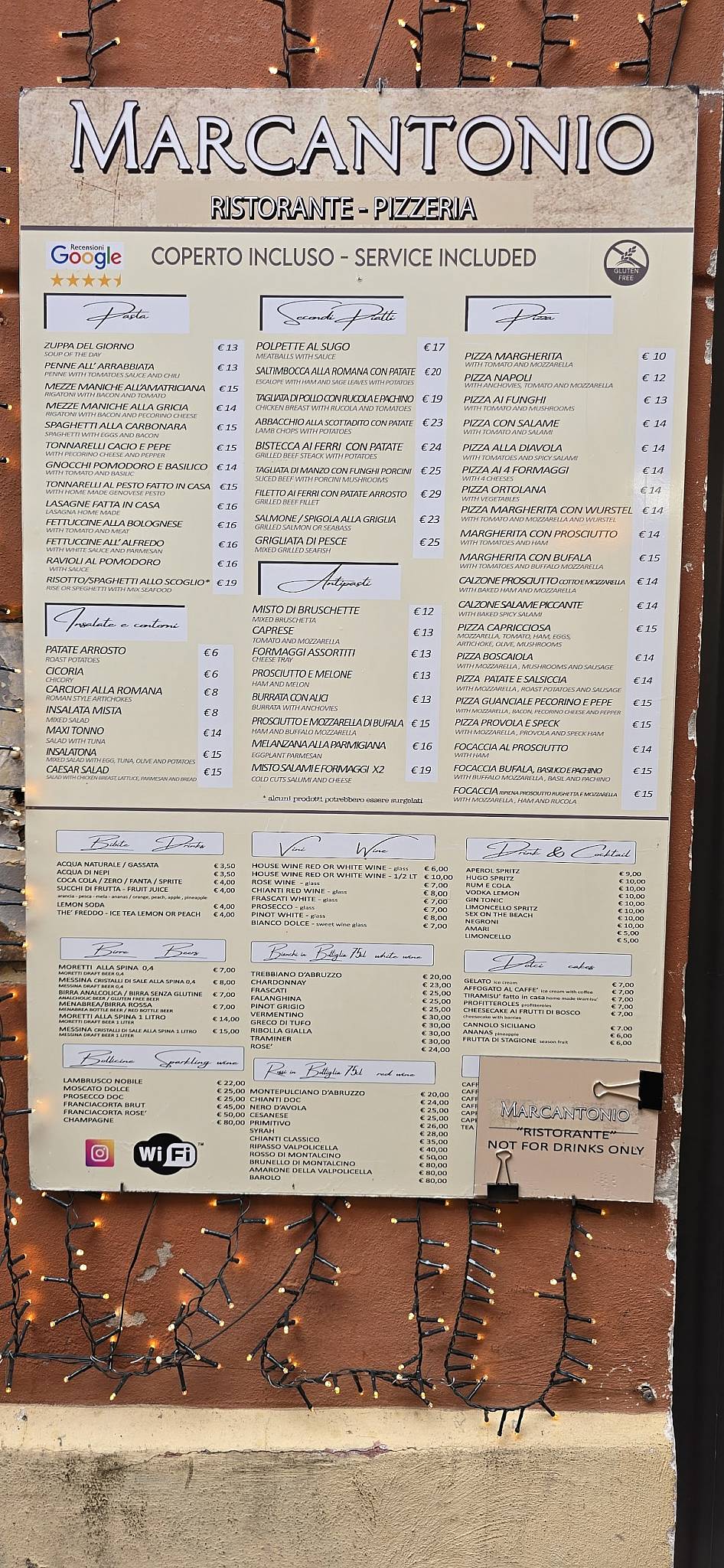 Menu di Ristorante Pizzeria Marcantonio 