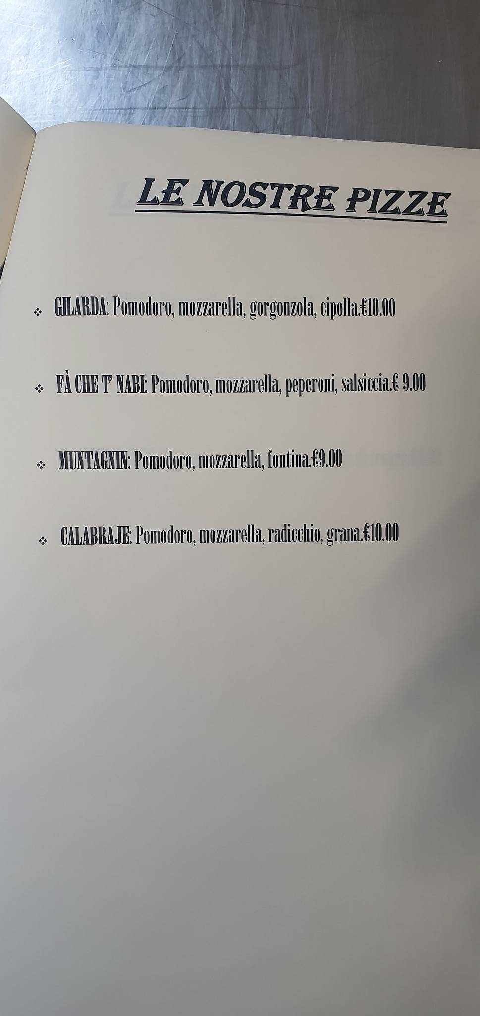 Menu di Ristorante S. Anna 