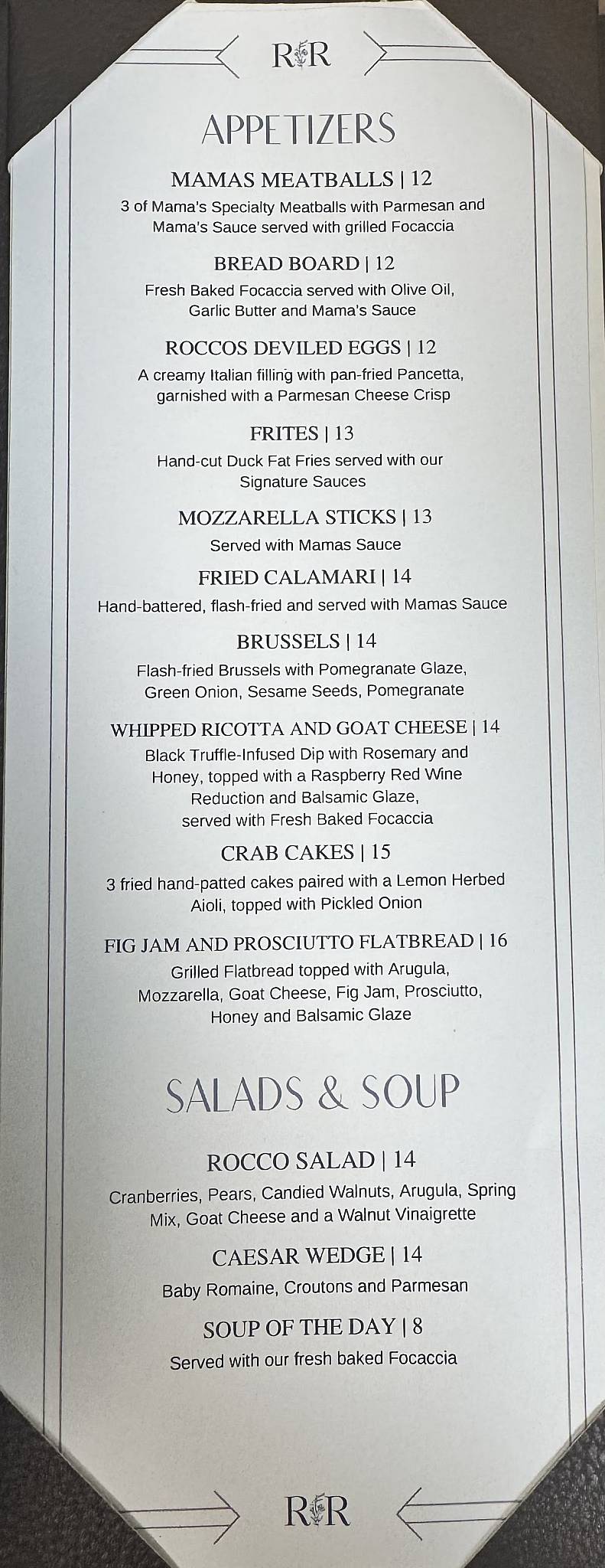 Menu at Restaurant Rocco, Simpsonville
